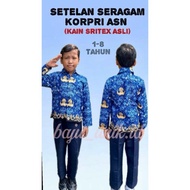TERMURAH Seragam Batik Korpri Baju Profesi Guru Laki-Laki Bahan Premium/Kostum ASN Anak/Kostum PNSAn
