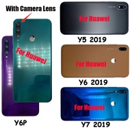Back Battery Glass Cover With Glass LENS For Huawei Y6P Y5 2019 Y6 2019 Y7 2019 Y6P P Smart 2019 Cas