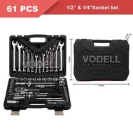 VODELL Premium CR-V 46pcs Ratchet Box Socket Set Combination Socket Wrench Spanner Tools Set Soket A