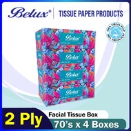 Belux Facial Tissue Box - 2 Ply (70 Sheets x 4 Boxes) 100% Pulp