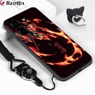 เคส Jizetin สำหรับ Tecno Camon 20 Pro 5G Tecno Pova 5 Pro (แหวนใส่นิ้ว + เชือกเส้นเล็ก) เคสลายอสูร Kamado Tanjirou Nezuko Agatsuma Zenitsu ที่กันกระแทกทีพียูซิลิโคนนิ่มฝาครอบเคสใส่โทรศัพท์