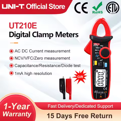 UNI-T UT210E UT210D AC DC Current Digital Clamp Meter True RMS Pliers Ammeter Voltage Tester Frequen
