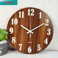 Luminous Wooden Wall Clock Wooden Clock Wooden Grain Luminous Creative Living Room Bedroom Fluoresce