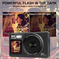 Digital Camera CCD Dual Screen Portable 18X Zoom 5K Vintage Vlog Video Recorder 80MP CCD Selfie Came