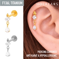 (L36) F136L TITANIUM STEEL BARBEL PIERCING EARRINGS | HELIX LOBE UPPERLOBE FLAT CONCH