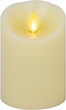 Luminara Realistic Moving Flame LED Candle Scalloped Edge Smooth Finish Real Wax Pillar, Battery Ope