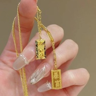 Emas loket 916 Gold Flashing Broken Ice Get Rich Small Brick /916 gold Small Gold Bar Pendant