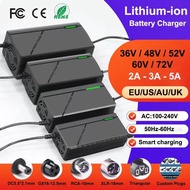 36V 48V 52V 60V 72V Charger 2A 3A 5A Intelligent Fast Charging 10S 13S 14S 16S 20S For 42V 54.6V 58.