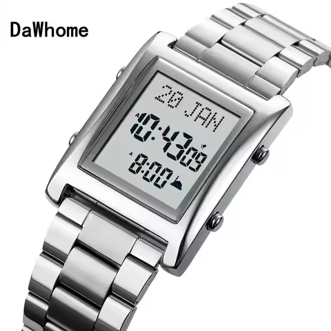 Azan Watch for Muslim Prayer with Qibla Compass Islam Al-Harameen Fajr Time Clock Include Hijri Cale