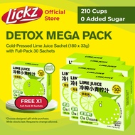 (Bundle of 180) LICKZ Cold-Pressed Lime Juice Sachets 180s – Slim-Light & Glow Cleanse Drink • 0 Sug