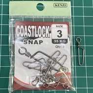 Peniti pancing snap coastlock snap one way size 0 - size 5