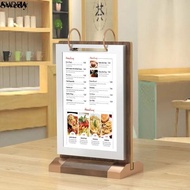 AUDRA Ads Display Stand, Multi page Wooden Holder Menu Card Holder, Multipurpose Loose leaf Label Ac