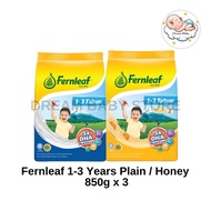 Fernleaf 1 hingga 3 Tahun - Biasa/Madu (850g x 3 Pek)/Fernleaf 1 to 3 Years - Plain/Honey (850g x 3 