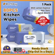[80 PULLS/PACK] Worthbuy Kitchen Wet Wipes Lap Pembersih Dapur Kitchen Towel Degreasing Wet Tissue T