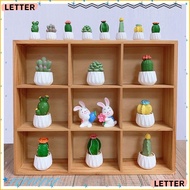 LETTER Succulent Plant Pots, Resin DIY Cactus Car Ornament, Gift Mini Cute Cactus Bonsai Model Home 