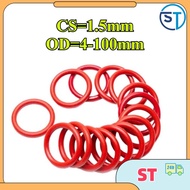 Red silicone O-ring sealing ring CS1.5mm*OD4-100mm waterproof ring high temperature resistant sealin