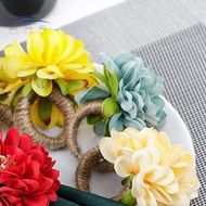 Pearl Napkin Rings , Rustic Rose Napkin Rings Flower Dinner Napkin Holder for Table Decoration