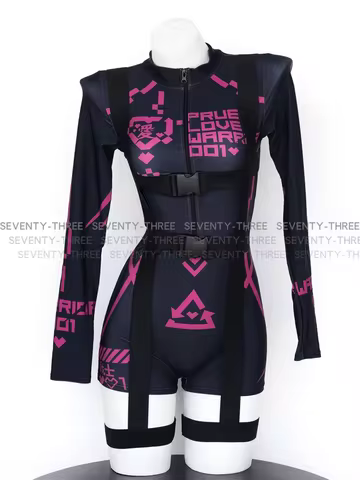 Anime CyberPunk Mech Warrior Uniform Game Assassin Agent Tight Bodysuit Outfits AI Robot Cosplay Cos