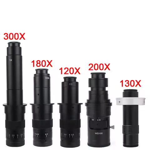 Adjustable 180X 120X 300X 200X 130X Zoom C Mount Lens 0.7X~4.5X Magnification 25mm For HDMI USB Indu