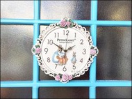 彼得兔系列 浪漫白色仿陶瓷玫瑰花壁鐘掛鐘 比得兔立體兔子造型時鐘 正版授權鄉村風可愛時鐘動物時鐘【歐舍傢居】