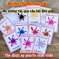 Flash card with color theme, interactive through simple questions