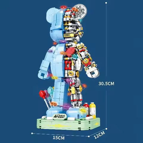 1160 PCS Robot Blocks 3D Half-Body Mechanical Bear Model Robot Building Blocks Bricks Funny Bear bri
