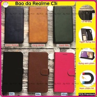 Realme C3i leather case with flip cover to support watching movies, convenient card compartment