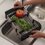 Vegetable Washing Grate Stainless Steel Dish Drainer Retractable Basket Sink Kitchen