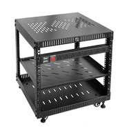 RIVECO 9U Network Rack with Reinforced Top Cover - 4 Post Floor Rack on Wheels for 19" Equipment & S