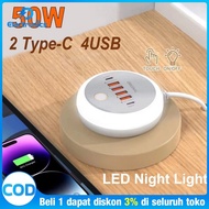 50W 6 Ports Multi Port Charger Fast Charger 2 TypeC Port+4 USB Port Charger Adapter Station With Tou