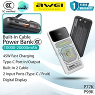 【3C Certified】Awei P77K 10000mAh Powerbank 22.5W Fast Charging Power Bank Awei P99K 20000mAh Powerba