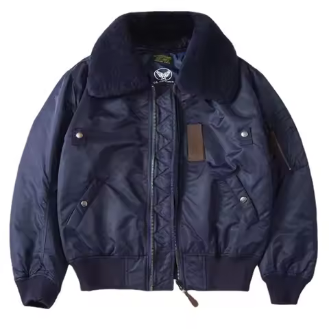 Amekaji American Vintage B-15 Flight Jacket - Vintage Cotton Workwear Parka with Thickened Padding M