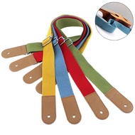 four colors optional Adjustable Pure Cotton Colorful Ukulele Strap with Leather Head 4 Colors Optional