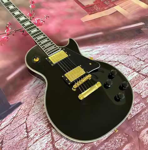 Vicers Black LP electric guitar, gold hardware, white edging, Mahogany Body, Unisex, 2025 best-selli