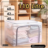 LargeCapacity 24L/72L/110L Waterproof Transparent Foldable Storage Box Oxford Box Storage Wardrobe O