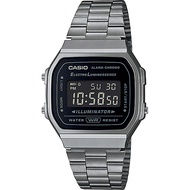 Casio Digital นาฬิกาข้อมือผู้หญิง สีเทา สายสแตนเลส รุ่น A168WGG ของแท้ ประกัน CMG