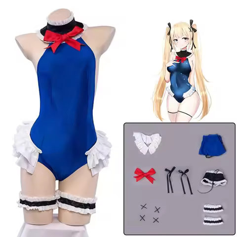 Game Dead or Alive Marie Rose Cosplay Costumes Blue School Swimsuit For Women Girls