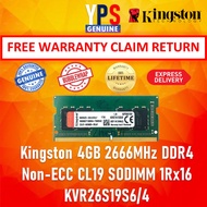 Kingston 4GB 2666MHz DDR4 SODIMM Notebook | Laptop Value RAM - KVR26S19S6/4