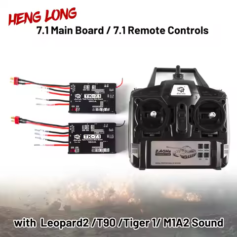 Heng Long 1/16 RC Tank 2.4Ghz Metal TK-7.1 Transmitter Main Board Receiver Remote Control with Leopa