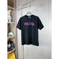 T-Shirt Lelaki dan Wanita Prada/Prada, T-Shirt Bercetak, T-Shirt Longgar, T-Shirt Leher Bulat, T-Shi