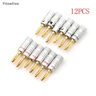 Fitow 12Pcs Golden Nakamichi Speaker Banana Plug Connector Adapter Connectors FE