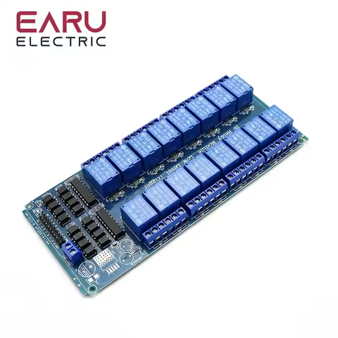 16 Channel Relay Shield Module DC 5V 12V 24V with Optocoupler LM2576 Microcontrollers Interface Powe