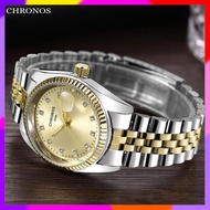 【Hot Sale】 О ㄑ ┽ U94 chronos men luxury rhinestone watch gold waterproof stainless steel bracelet calendar wrist watch male two tone business clock