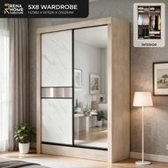 [SIAP PASANG] Almari 5x8 Wardrobe Sliding Door 5ft x 8ft Cabinet Lemari Murah Bed Room Set Bilik