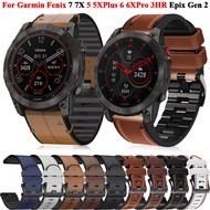 22 26MM Leather Silicone Watch Band Strap For Garmin Fenix 7X 7 6X 6 Pro 5X 5 Epix Gen 2 Smartwatch Easyfit Wristbands Bracelet