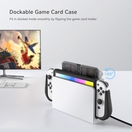 Switch OLED Case with Flip Design Game Storage, KIWIHOME Dockable Protective Case for Nintendo Switc