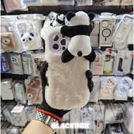 C14 Fluffy Panda Back Phone Case Cover Casing IP 13 Pro Max / IP 14 Pro Max / IP 15 Pro Max / IP 16 