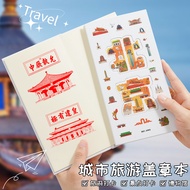 F7S8 Music Foldable City Travel Stamp Book Appearance Hollow Clearance Customs Travel Attractions Cl