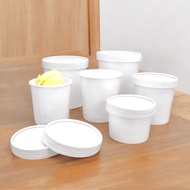 [50pcs] White Paper Ice Cream Tub Disposable Paper Container Pint 8oz/12oz/14oz/16oz/26oz/32oz