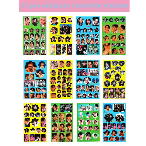 12pcs Stray Kids SKZOO stickers creative Hyunjin Felix big head stickers DIY hone case luggage decor